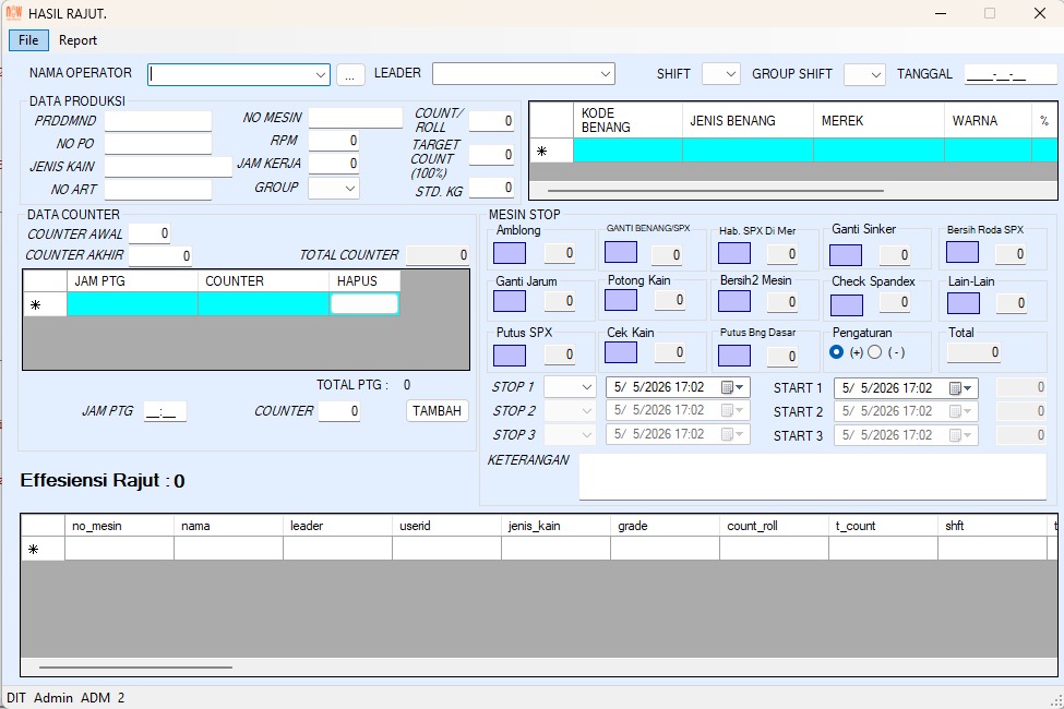 Knitting production desktop system preview