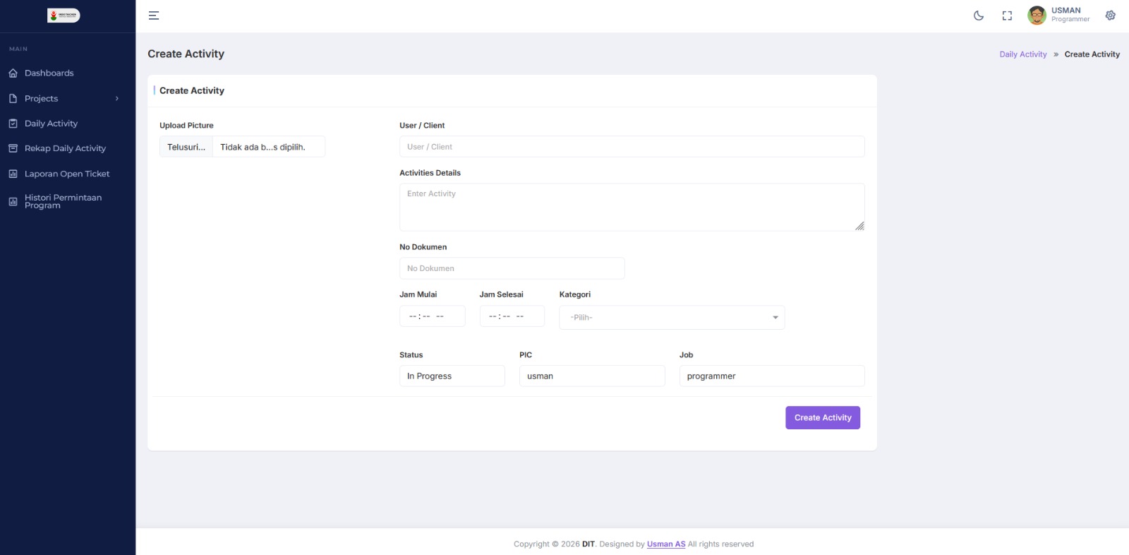 Daily activity report preview